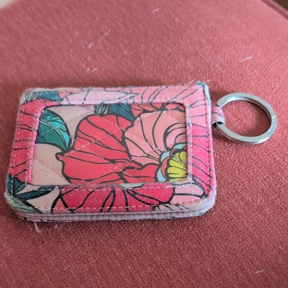Vera Bradley ID Holder / Card Holder On A Keychain.